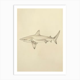 Smallscale Cookiecutter Shark Vintage Illustration 2 Art Print