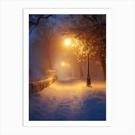 Winter Night In The Park 1 Art Print