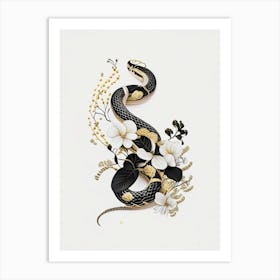 Milk Snake Gold And Black Art Print