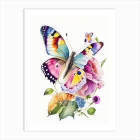 Butterfly On Flower Decoupage 1 Art Print
