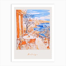 Antalya Turkey Orange Drawing Poster Art Print