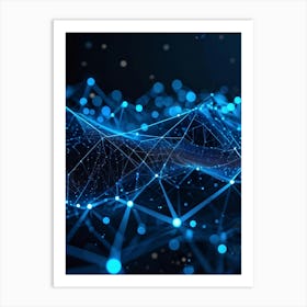 Abstract Digital Datum Web Displaying A Three Dimensional Mesh Of Connections Symbolizing Ai Networ (3) Art Print