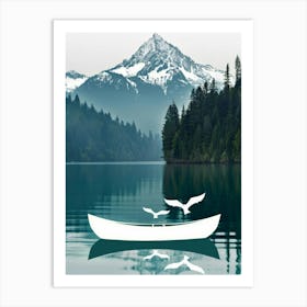 Canoe On Lake Art Print