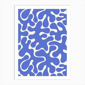 Periwinkle Blue Organic Abstract Shapes on Cream White Art Print