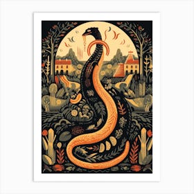 Floral Folk Serpent 4 Art Print