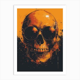 Skull Spectacle: A Frenzied Fusion of Deodato and Mahfood: Skull With Sunglasses Art Print