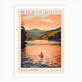 Wild Swimming At Loch Lomond Scotland 3 Poster Art Print