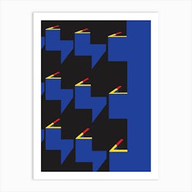 Blue Bauhaus Colours & Shadows Art Print
