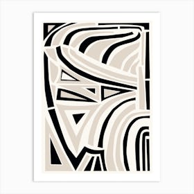 Abstract Irregular Shapes In Cream Black Off White Art Print