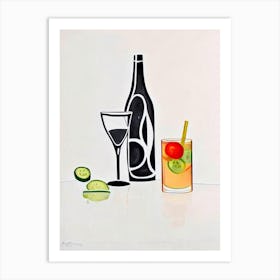 Cucumber Collins Picasso Line Drawing Cocktail Poster Art Print