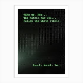 Matrix Wakeup Neo Art Print