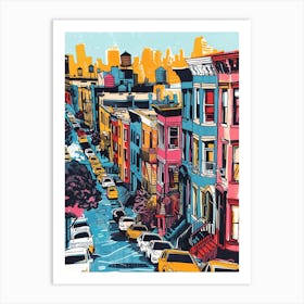 Brooklyn New York Colourful Silkscreen Illustration 3 Art Print