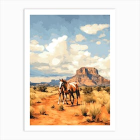Horses Painting In Arizona Desert, Usa 4 Art Print