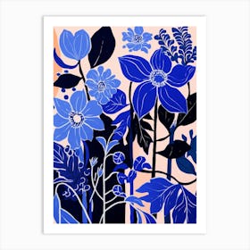 Blue Flower Illustration Passionflower 3 Art Print