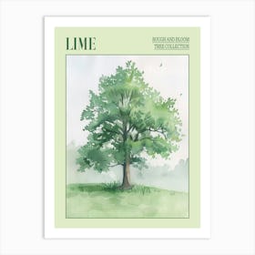 Lime Tree Atmospheric Watercolour Painting 2 Poster Art Print