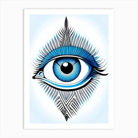 Surreal Eye, Symbol, Third Eye Blue & White 3 Art Print
