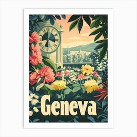 Aihrgdesign A Classic 1960s Travel Poster For Geneva 1 Art Print