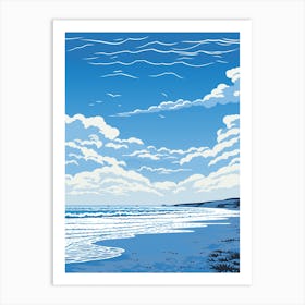 A Screen Print Of Croyde Bay Beach Devon1 Art Print
