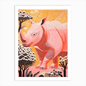 Polka Dot Rhino In The Trees Art Print