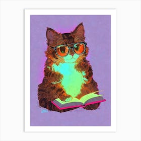 Cat Reading Book 2 Art Print