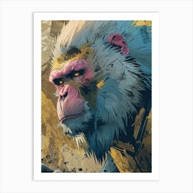 Baboon Precisionist Illustration 3 Art Print