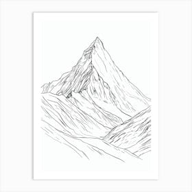 Alpamayo Peru Line Drawing 8 Art Print