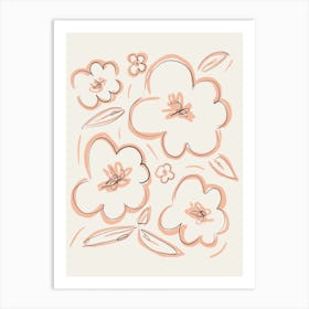 Flower Sketch 2 Peach Pink Art Print