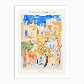 Poster Of Athens, Dreamy Storybook Illustration 2 Art Print