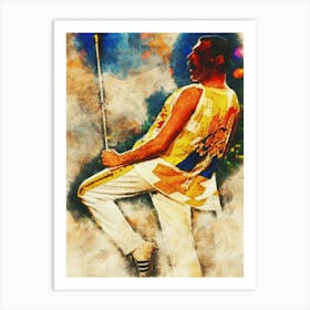 Smudge Of Portrait Freddie Mercury Live Art Print