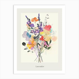 Lavender 2 Collage Flower Bouquet Poster Art Print