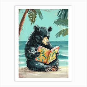 American Black Bear Reading Storybook Illustration 1 Art Print