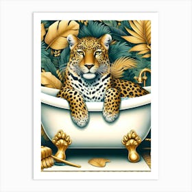 Leopard In Bathtub Art Print