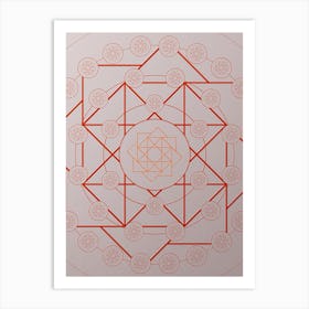 Geometric Abstract Glyph Circle Array in Tomato Red n.0206 Art Print