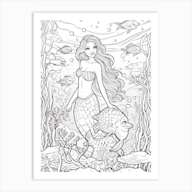 The Ocean S Surface (The Little Mermaid) Fantasy Inspired Line Art 1 Art Print