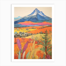 Pico De Orizaba Mexico 2 Colourful Mountain Illustration Art Print
