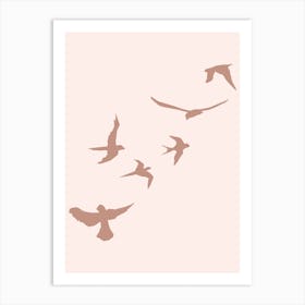 Sky Of Birds Pink Art Print