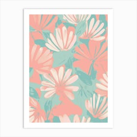 Dahlias Pastel Flora Pattern Art Print