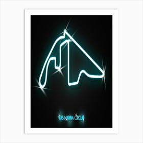 Yas Marina Circuit Abu Dhabi F1 Track neon Art Print