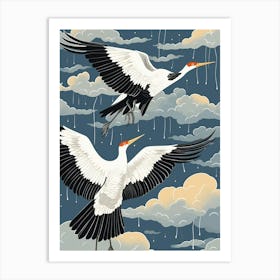 Crane Tsuru Japanese Style Illustration 10 Art Print