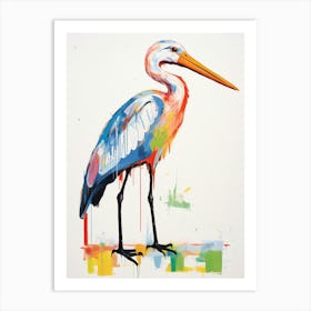 Colourful Bird Painting Stork 4 Art Print