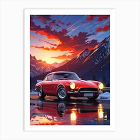 Classic Car At Sunset Art Print