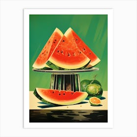 Watermelon Slices Vintage Cookbook Style Art Print