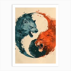 Badass Lion And Wolf 2 Art Print