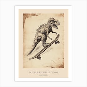 Dimetrodon Vintage Dinosaur Poster 4 Art Print