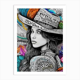 Woman In A Hat 14 Art Print