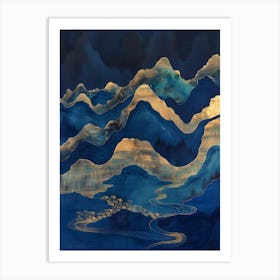 Blue And Gold Mountains 11 Art Print