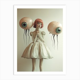 Monster Movie Girl Eye with TentaclesD ark Goth Fantasy Horror Art Print