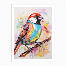 Colourful Bird Painting House Sparrow 2 Art Print