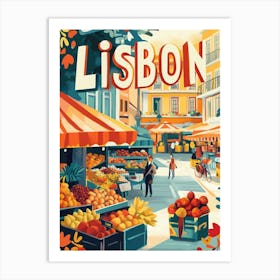 Aihrgdesign A 1970s Inspired Travel Poster For Lisbon Art Print