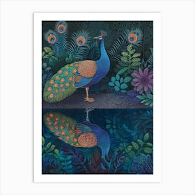 Peacock & The Pond 2 Art Print